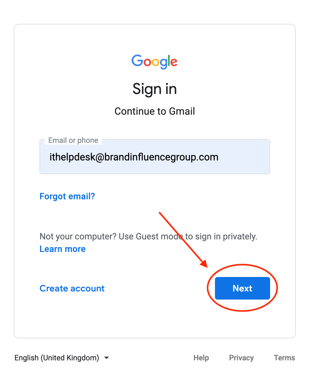 gmail login password